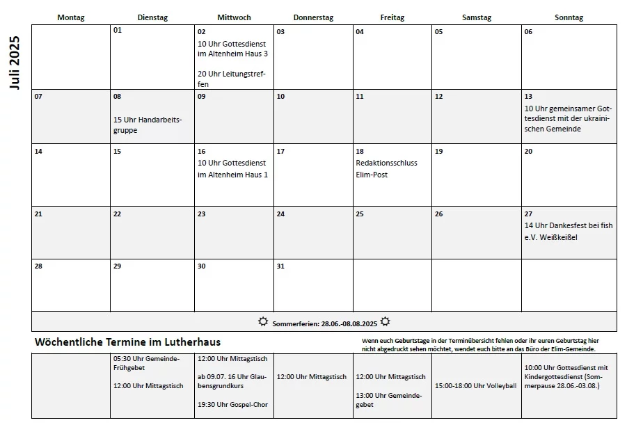 Termine ELIM Gemeinde Zittau